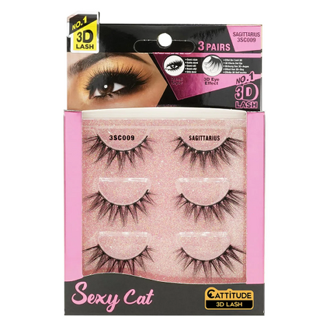 CATTITUDE 3D LASH - Sexy Cat 3 Pairs SAGITTARIUS by EBIN NEW YORK