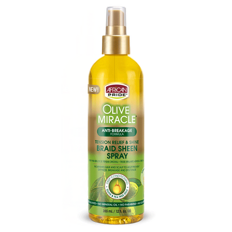 OLIVE MIRACLE Tension Relief & Shine Braid Sheen Spray 12oz by AFRICAN PRIDE
