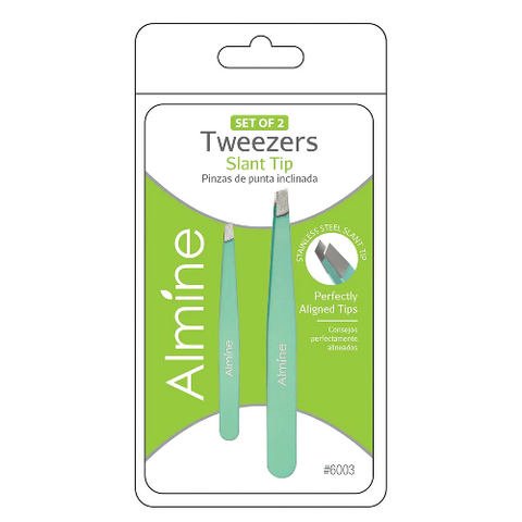 Almine Slant Tip Tweezers with Rubber Coating 2pc by ANNIE