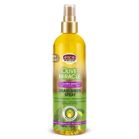 OLIVE MIRACLE Braid Sheen Spray - Extra Shine 12oz by AFRICAN PRIDE