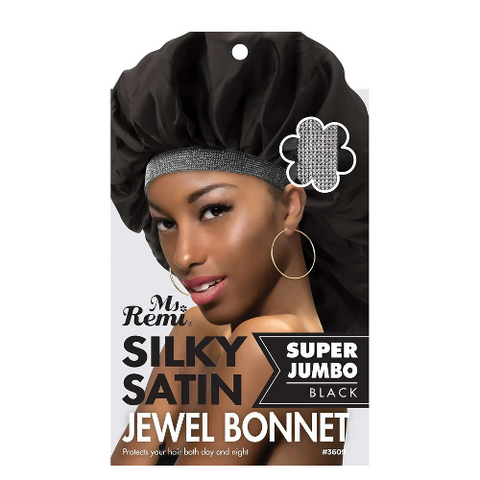 Ms. Remi Silky Satin Jewel Bonnet Super Jumbo Black by ANNIE