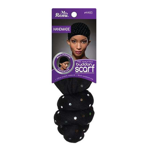 Ms. Remi Pre-Knotted Buddon Scarf Black / Silver Dot by ANNIE