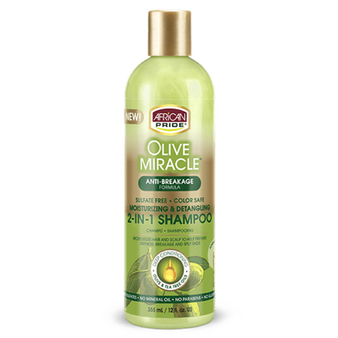 OLIVE MIRACLE Moisturizing & Detangling 2-In-1 Shampoo 12oz by AFRICAN PRIDE