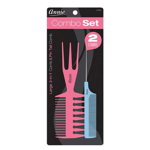 2 Piece Comb Set - Large 3 in 1 Comb & Pin Tail Comb by ANNIE